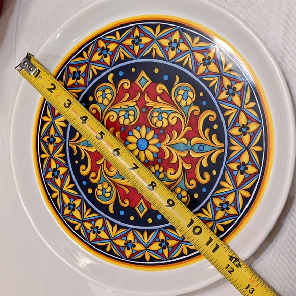 Floral Platter Italian Round Ceramic Serving Platter Handles Nova Deruta Large - Picture 3 of 8